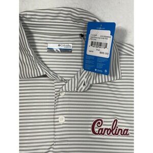 Columbia Golf Mens S Omni-Wick Club Invite Polo Carolina Grey Striped NEW